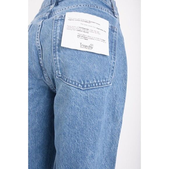 TRIARCHY Womens Crossover Jeans Cropped High rise straight-leg Sz 28 Medium wash - Picture 6 of 7